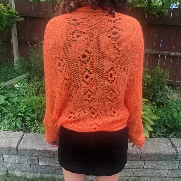 wooden Ships | Orange mohair and wool blend  knit cardigan - Picture 3 of 10